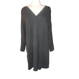 J Jill M Dress Gray Black Hooded Midi Casual warm cozy classic Sweatshirt